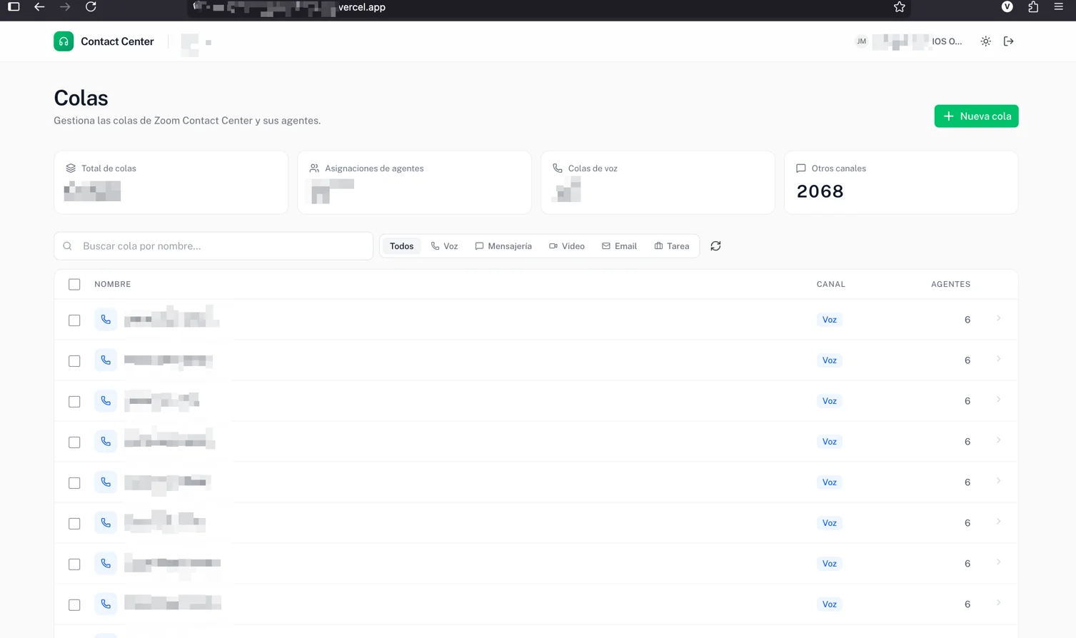 Vista 1 de Dashboard de Colas IOS Office
